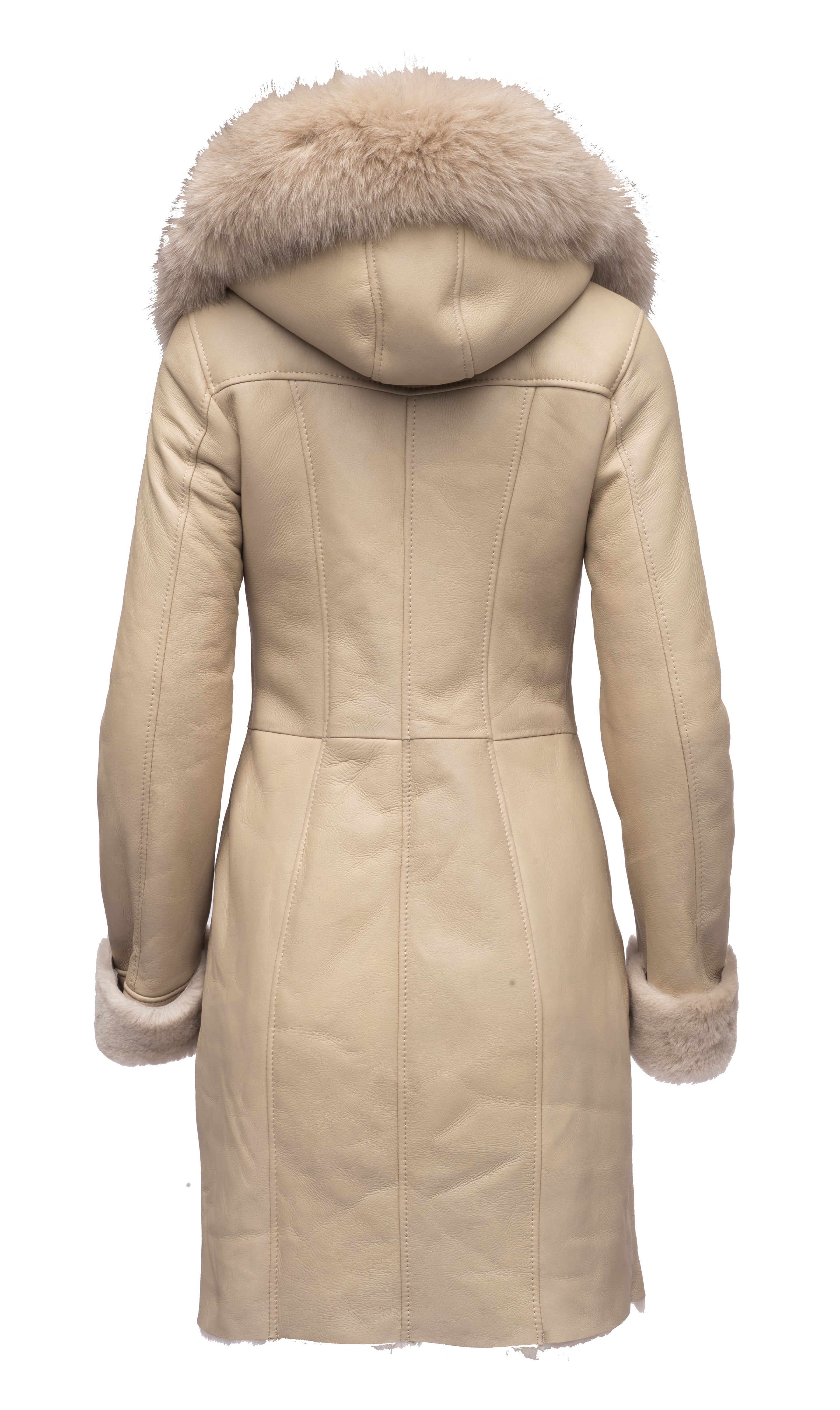 Gracie's Hooded Sheepskin Shearling Jacket With Fox Fur