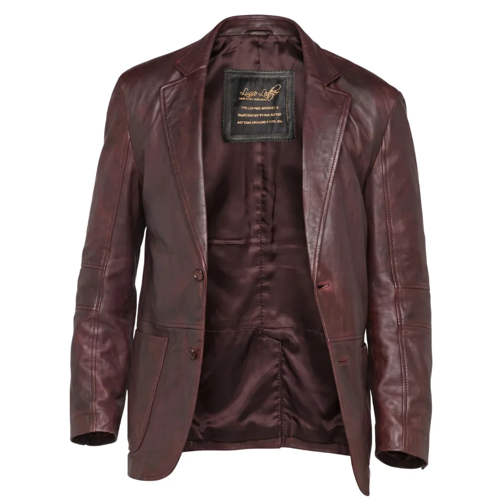 Burnished Brown leather blazer