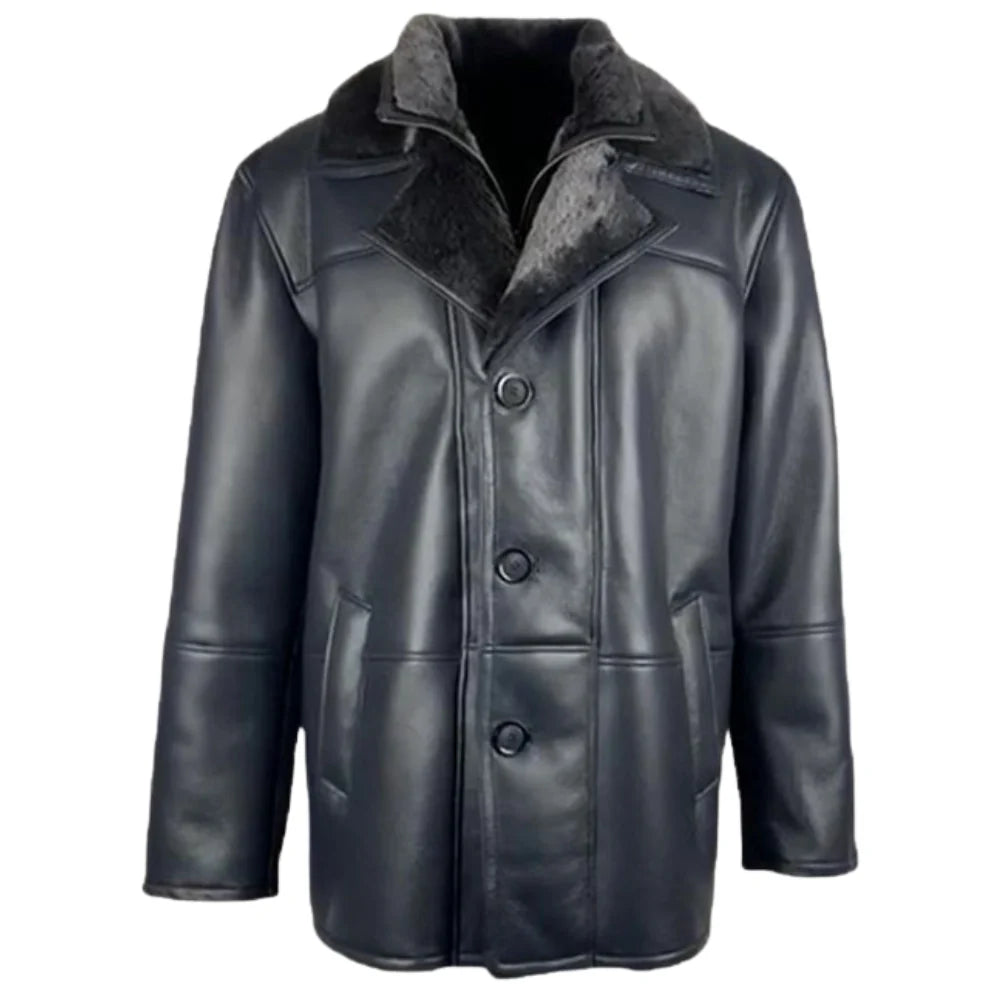 Alex's Black Shearling Driving Coat