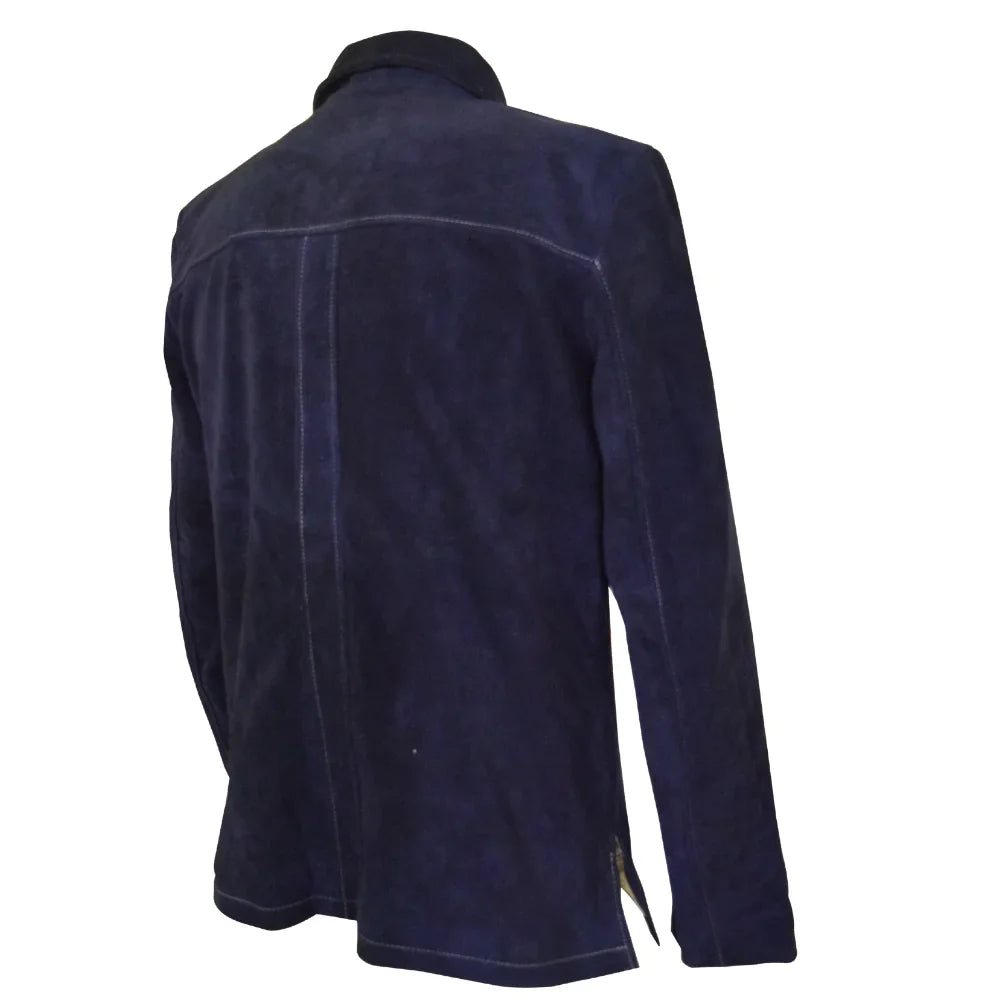 Neive's Navy blue suede shirt