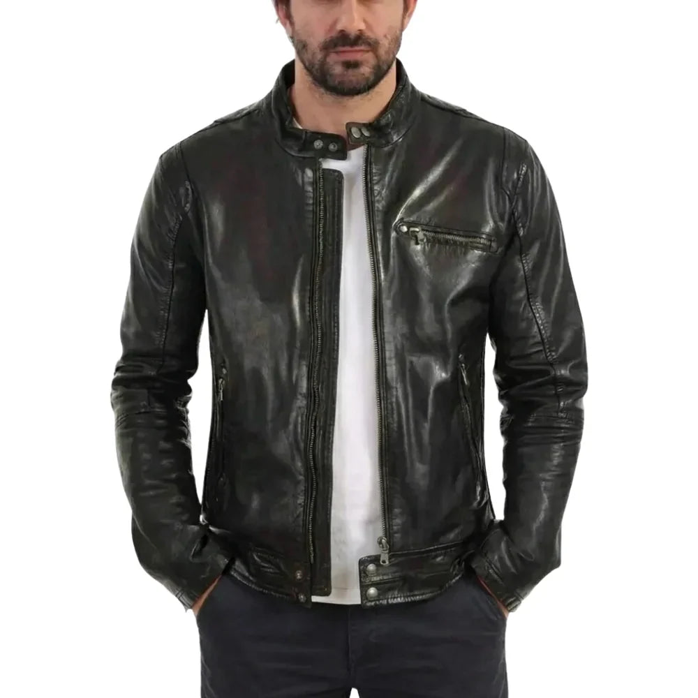 Arthur Classic Cafe racer Leather Jacket