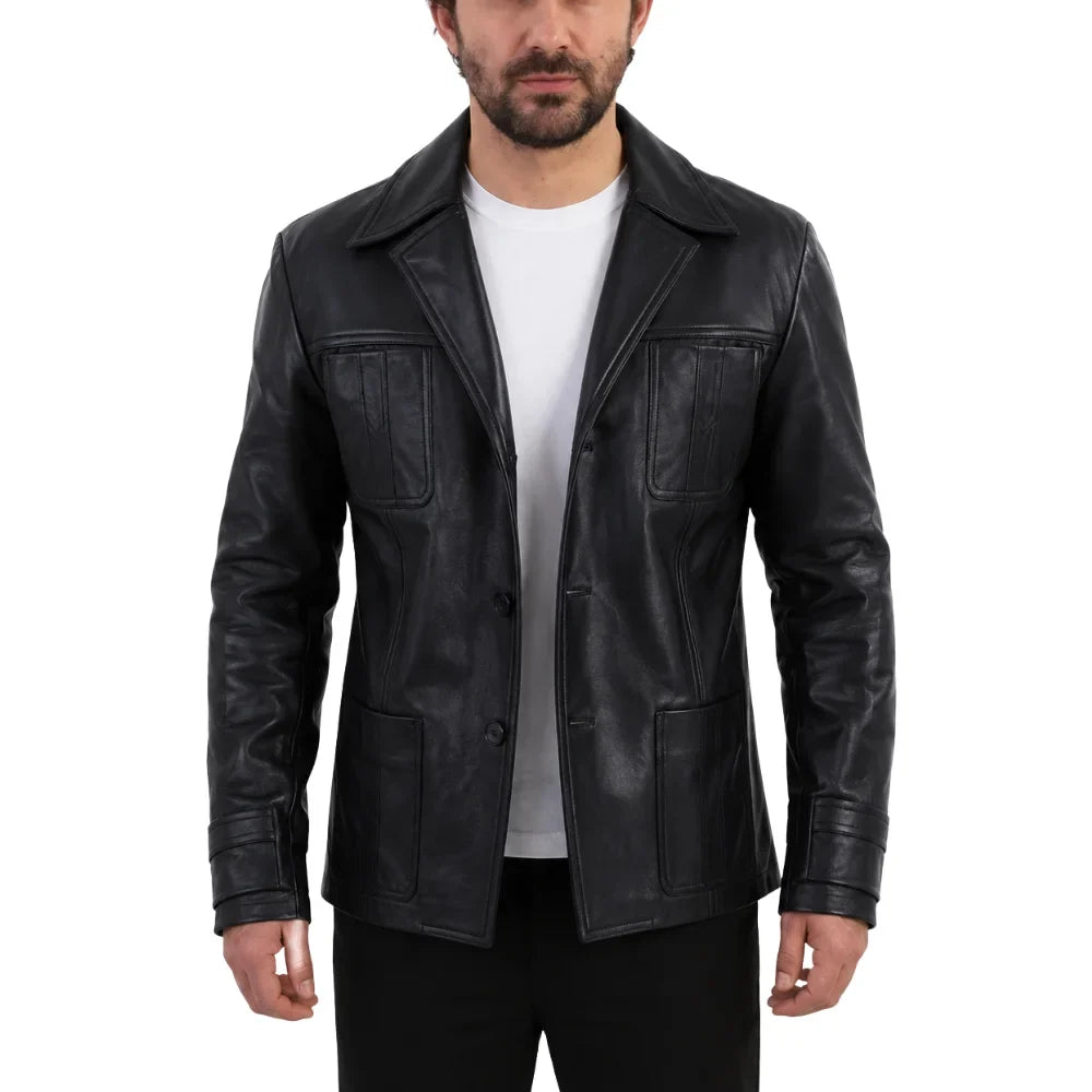 Black leather blazer