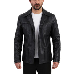 Black leather blazer