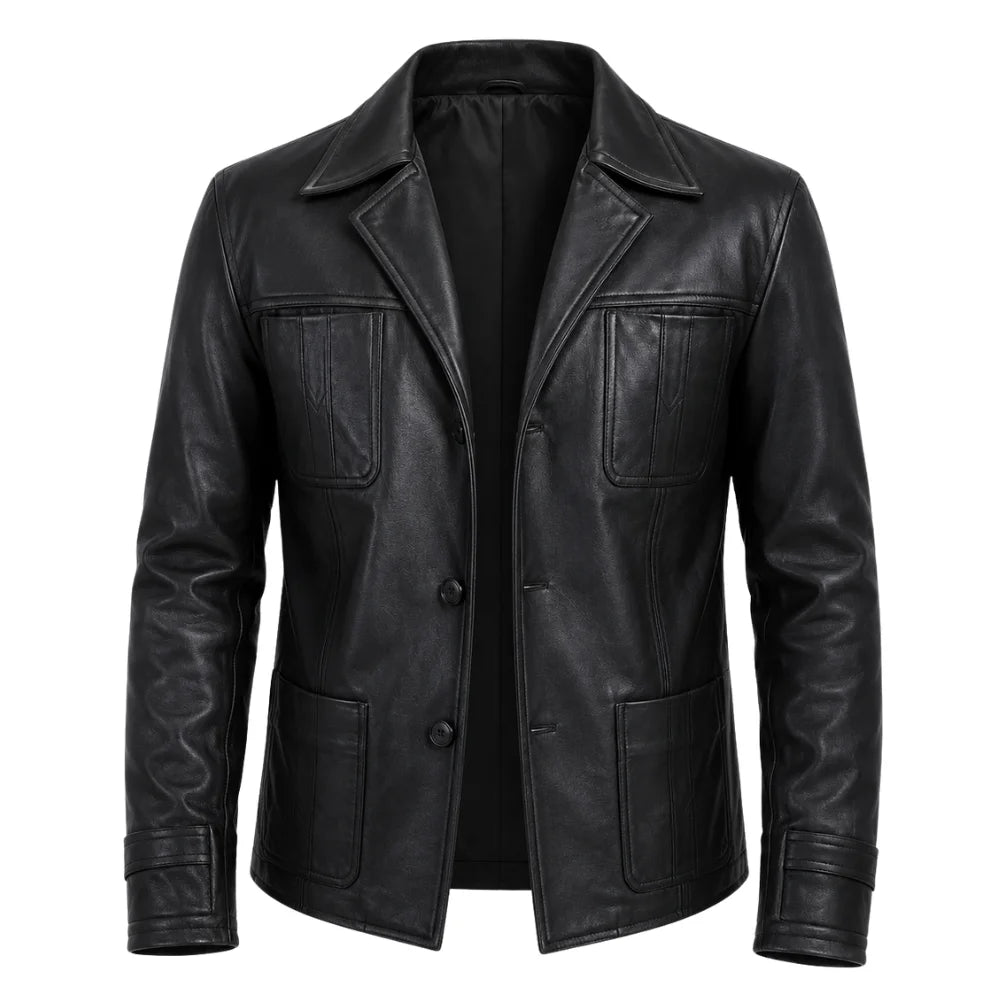 Black leather blazer