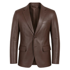 Brown leather blazer