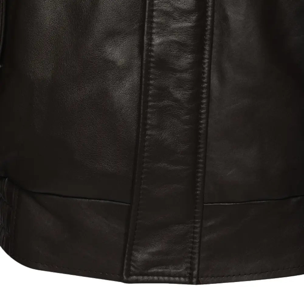 Castillo Brown winter leather jacket with hoodie