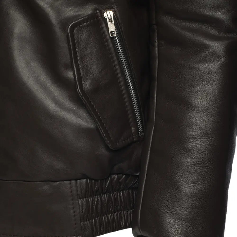Castillo Brown winter leather jacket with hoodie