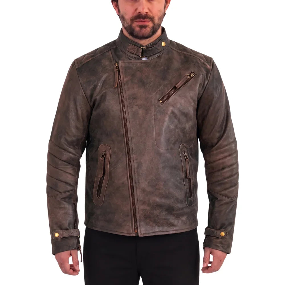 Floyd's Vintage Copper cafe racer style leather jacket