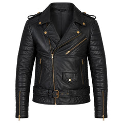 Mercado's Belted & Quilted Leather Biker Jacket
