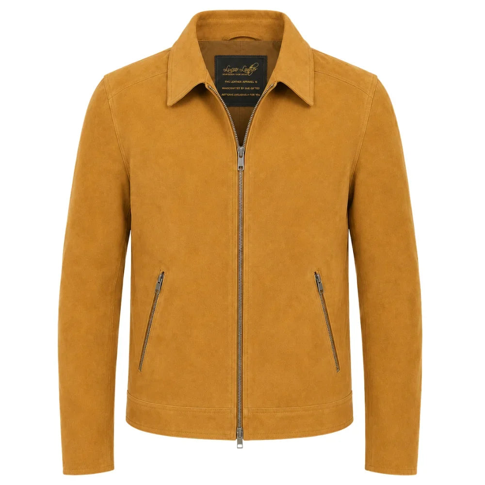 Collared Suede leather jacket