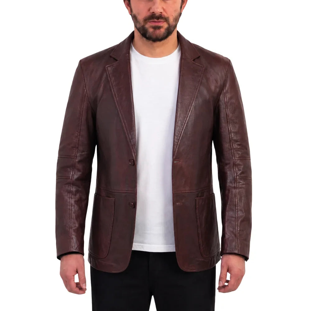 Burnished Brown leather blazer