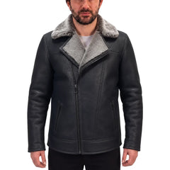 Drake's Black Shearling Car coat