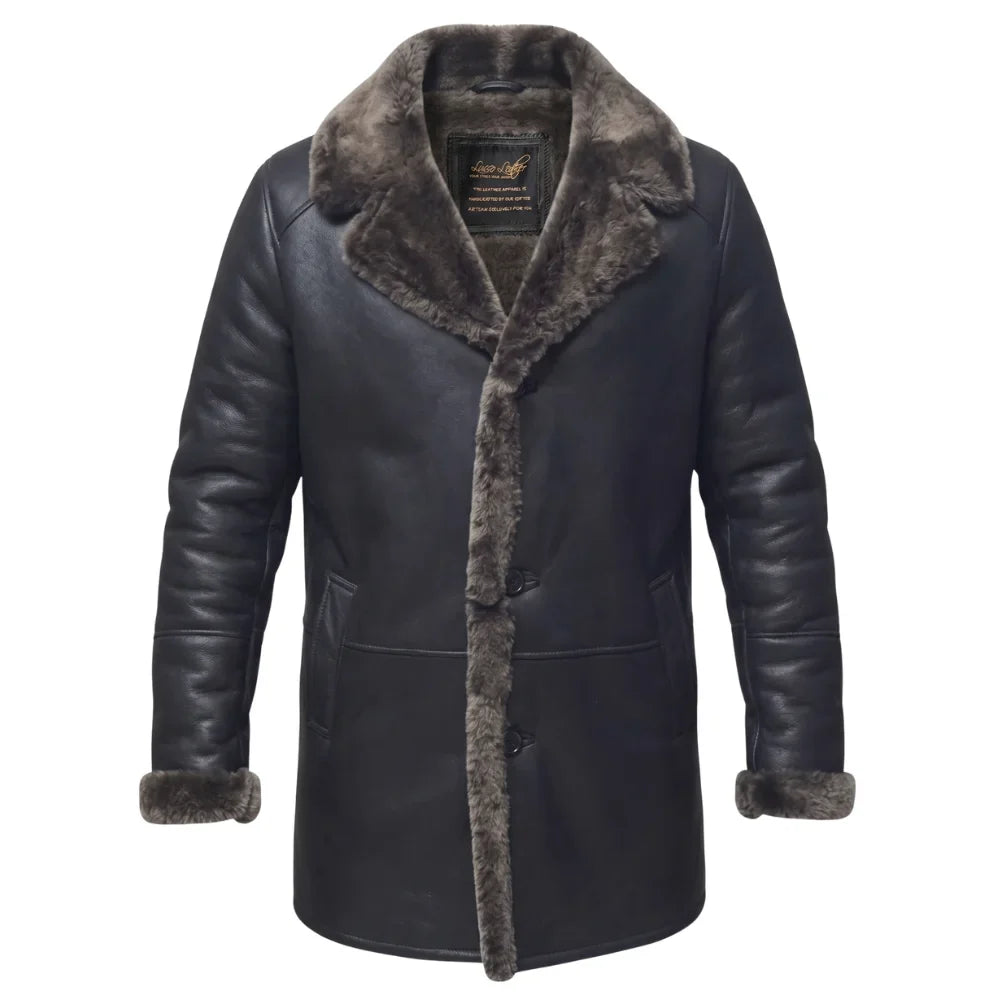 Hal Park's Black Traditional shearling sheepskin coat