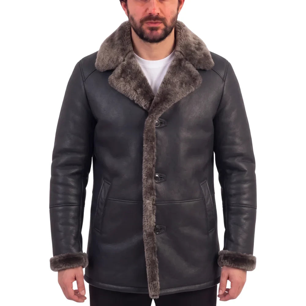 Hal Park's Black Traditional shearling sheepskin coat