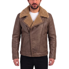 Carter's Brown Shearling Leather Biker Jacket
