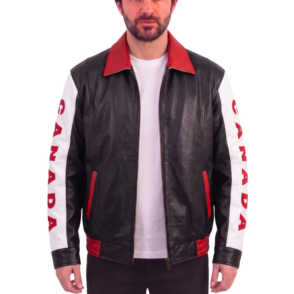 Canadian flag inspired Bomber style Jacket