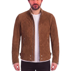 Brown Suede cafe racer jacket