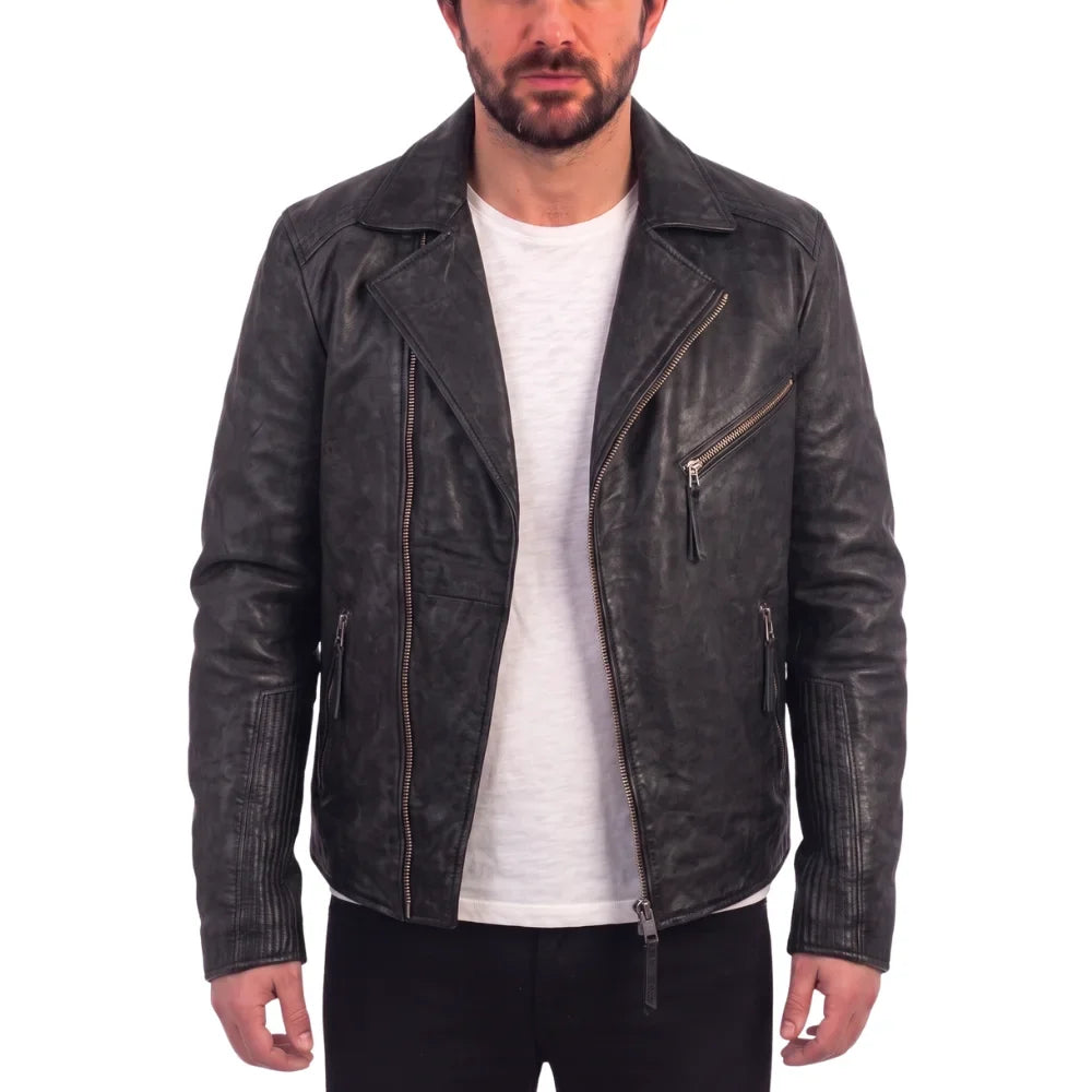 Men's Radom Black Leather Biker Jacket