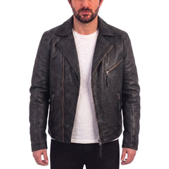 Men's Radom Black Leather Biker Jacket