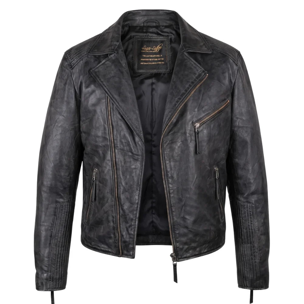 Men's Radom Black Leather Biker Jacket