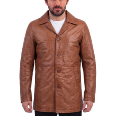 Logan English tan leather trench coat