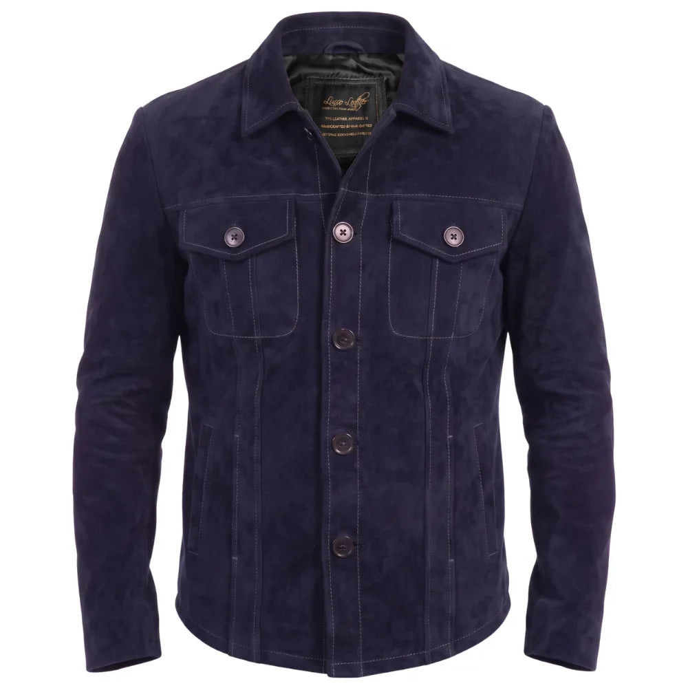 Neive's Navy blue suede shirt