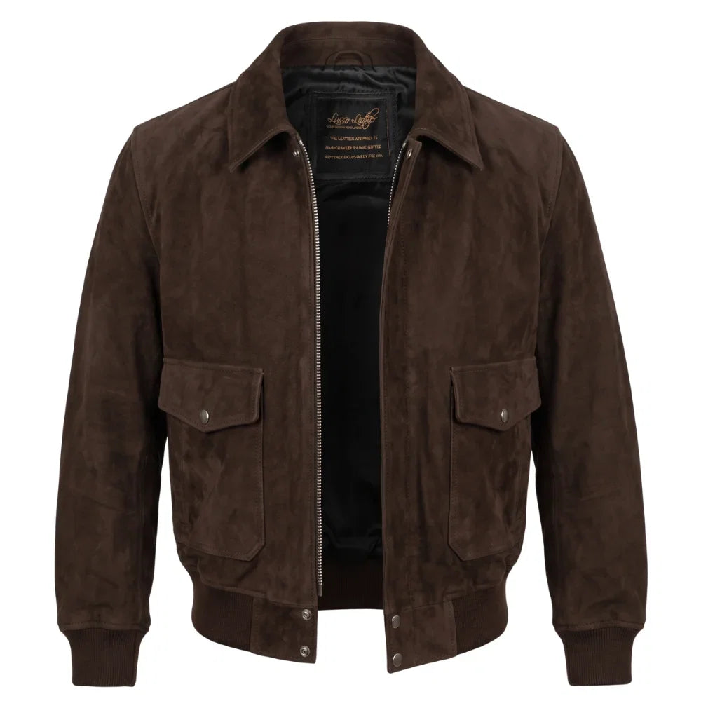 Bernard's Dark Brown Bomber Style Leather Jacket