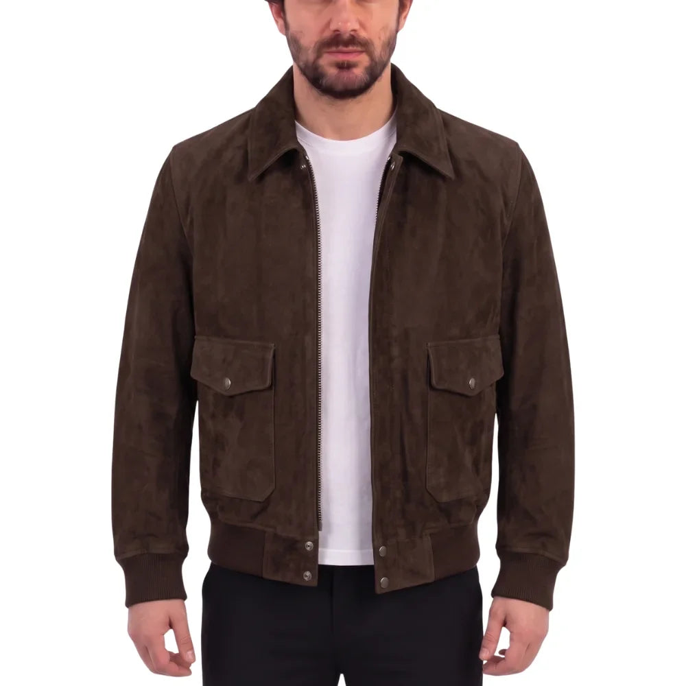 Bernard's Dark Brown Bomber Style Leather Jacket