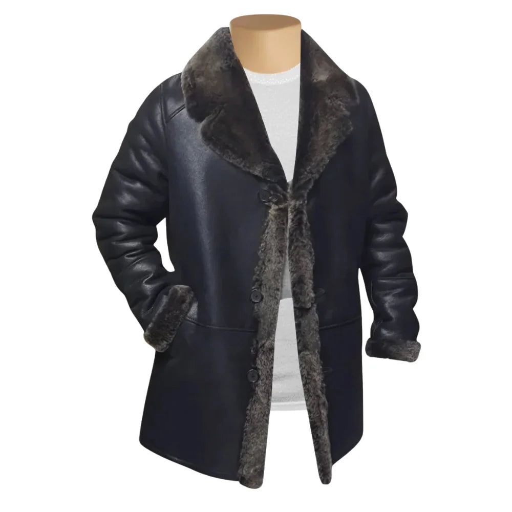Hal Park's Black Traditional shearling sheepskin coat