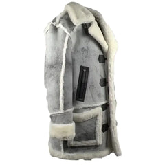 Bret harry distressed grey shearling overcoat