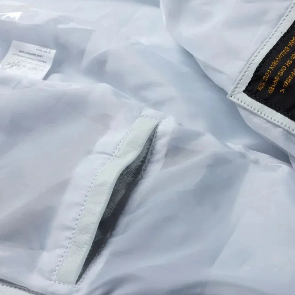 Plain White moto style leather jacket