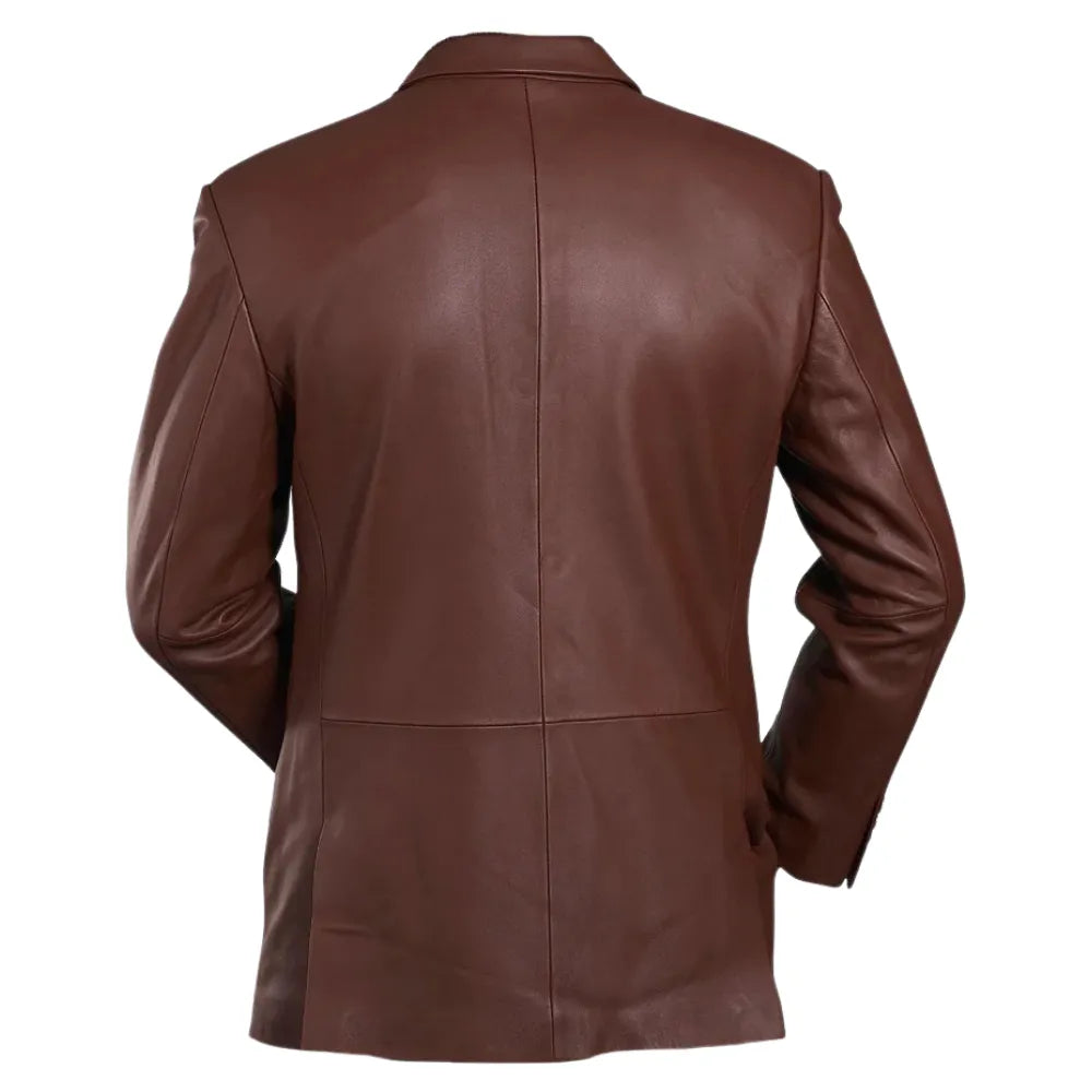 Brown leather blazer
