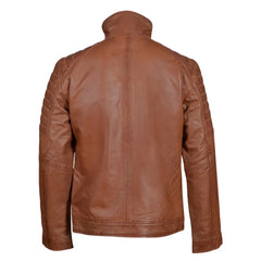 Bogdans brown leather jacket with shoulder and arm patches