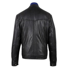 Men's Bonito Black Leather Jacket with flap pockets