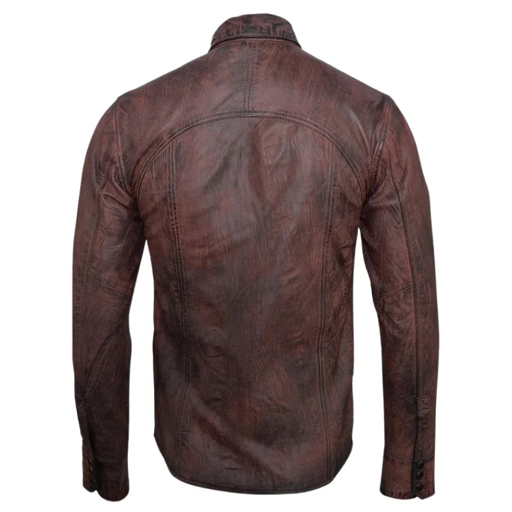 Distressed brown Leather Shirt