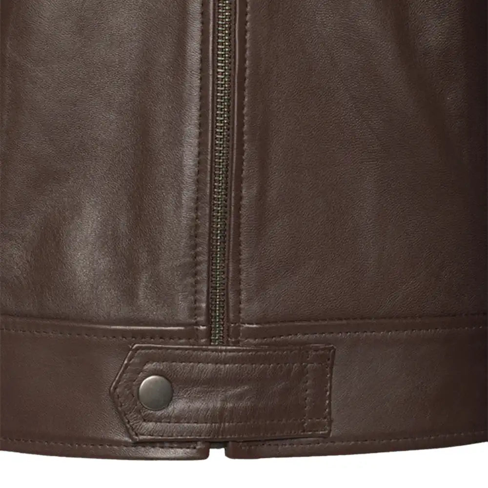 Brown leather jacket with collars