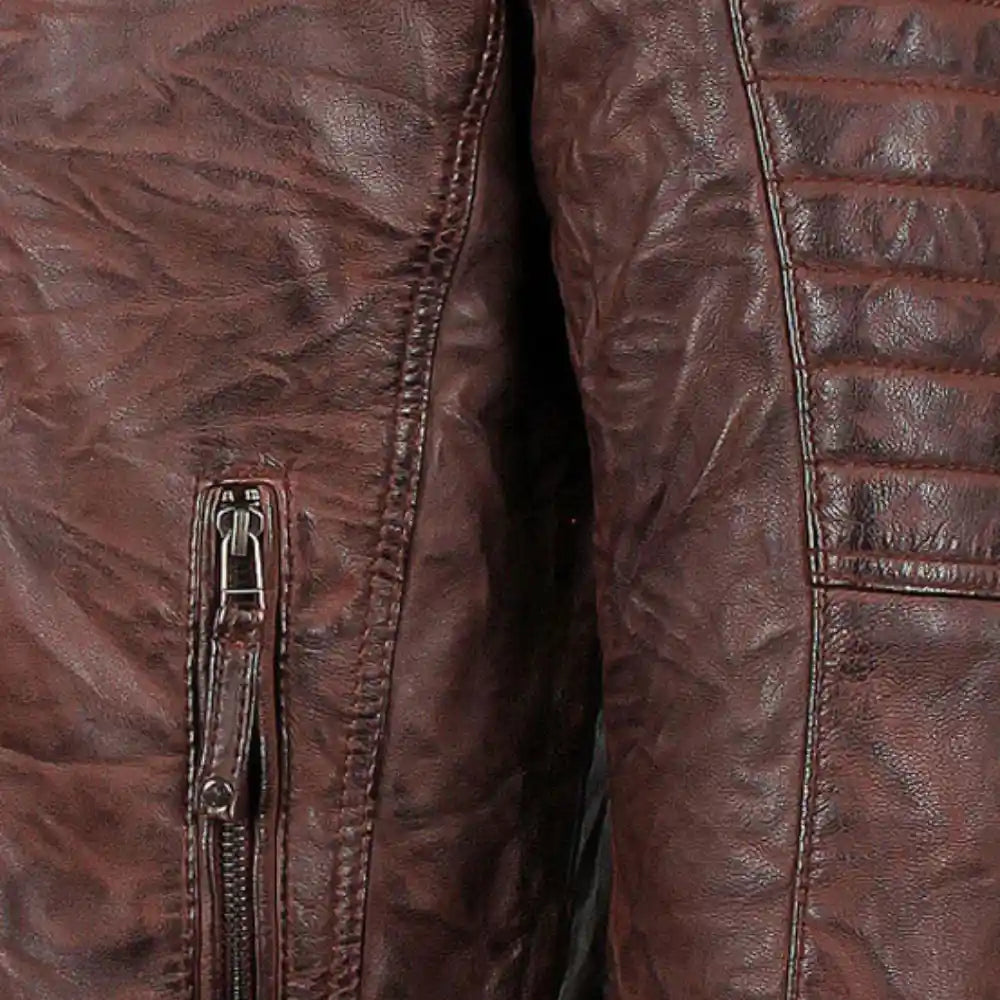 Men's Sal Wrinkled Brown Cafe racer Leather Jacket