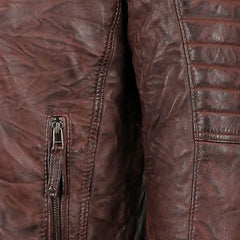 Men's Sal Wrinkled Brown Cafe racer Leather Jacket