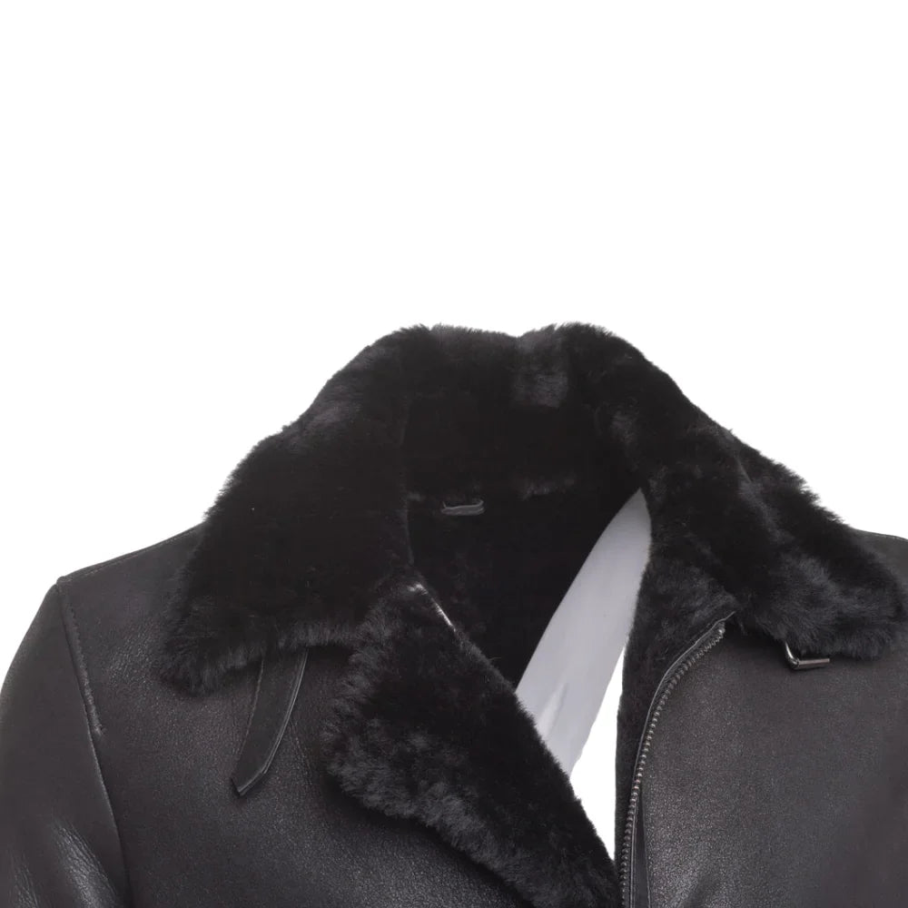 Black B3 Bomber Aviator Shearling Jacket