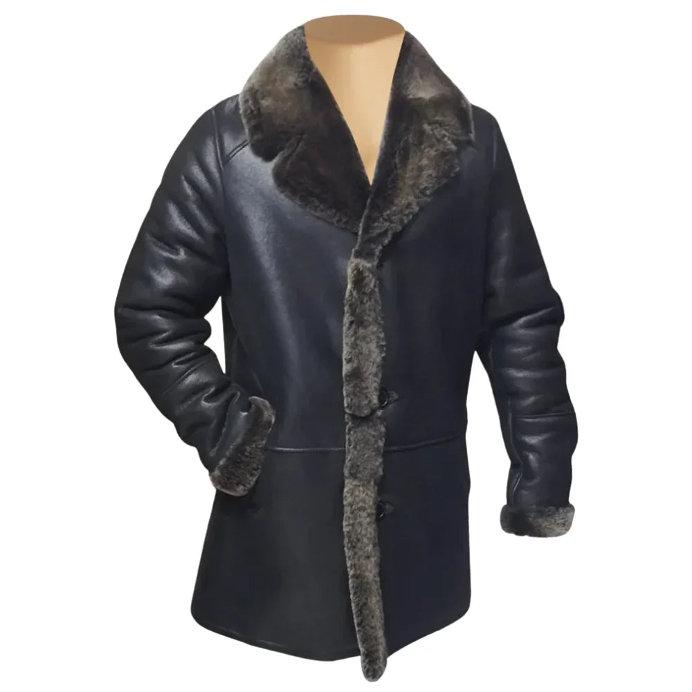 Hal Park's Black Traditional shearling sheepskin coat