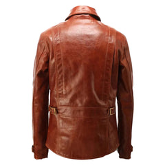 Baker's classic half belt Vintage Tan Oiled Leather Jacket