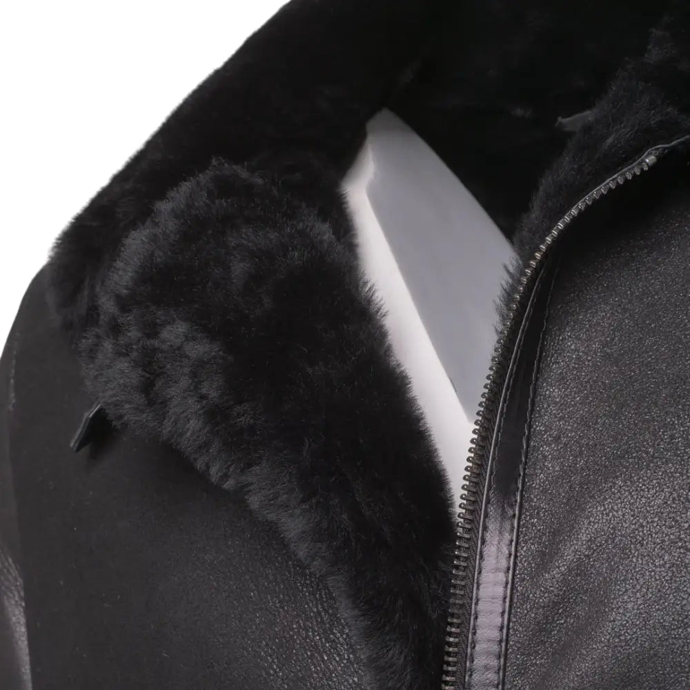 Black B3 Bomber Aviator Shearling Jacket