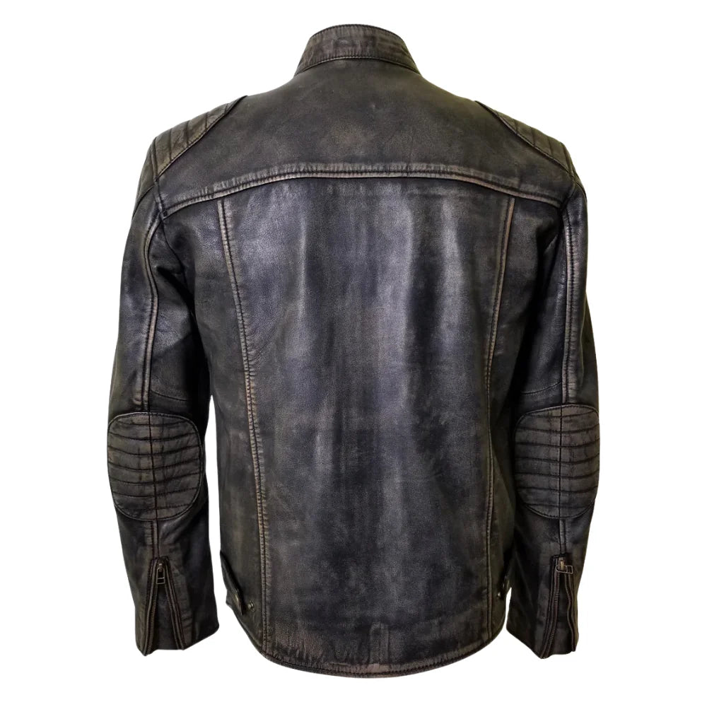 Hendrix's Distressed Leather Jacket with collar belt