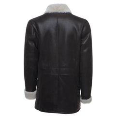 Jozef's 3/4 length brown shearling buttoned coat