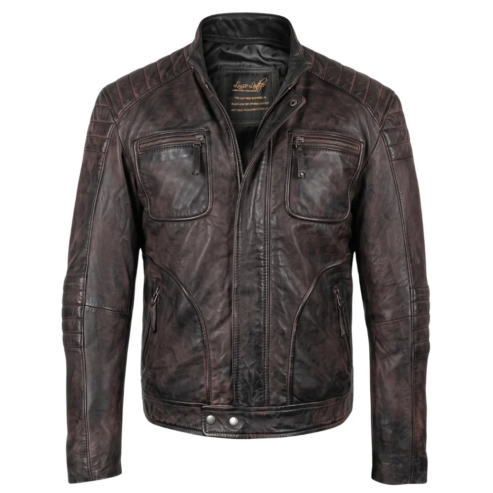 Men's Benton Distressed moto style Leather Jacket