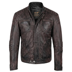 Men's Benton Distressed moto style Leather Jacket