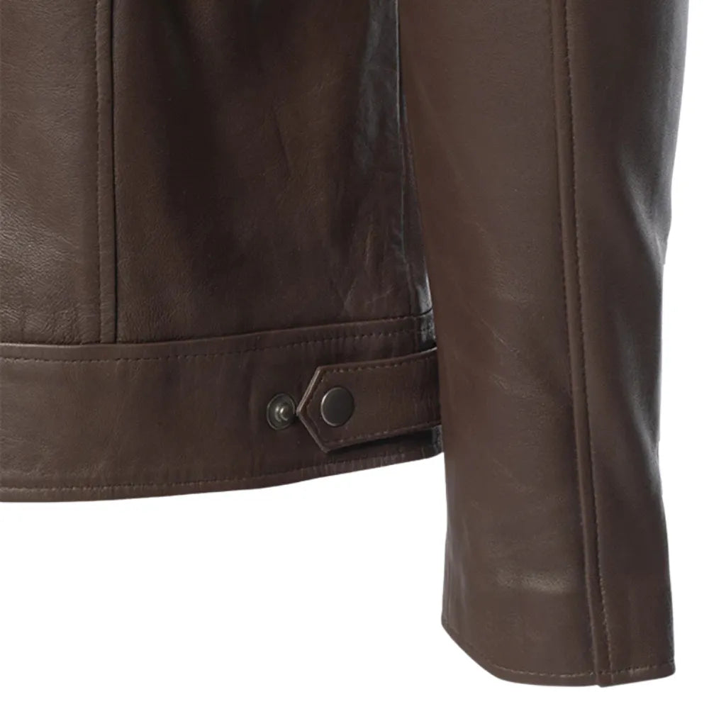 Brown leather jacket with collars