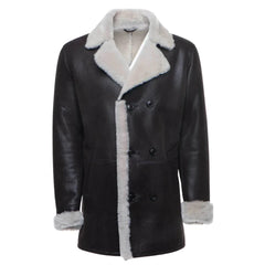 Jozef's 3/4 length brown shearling buttoned coat