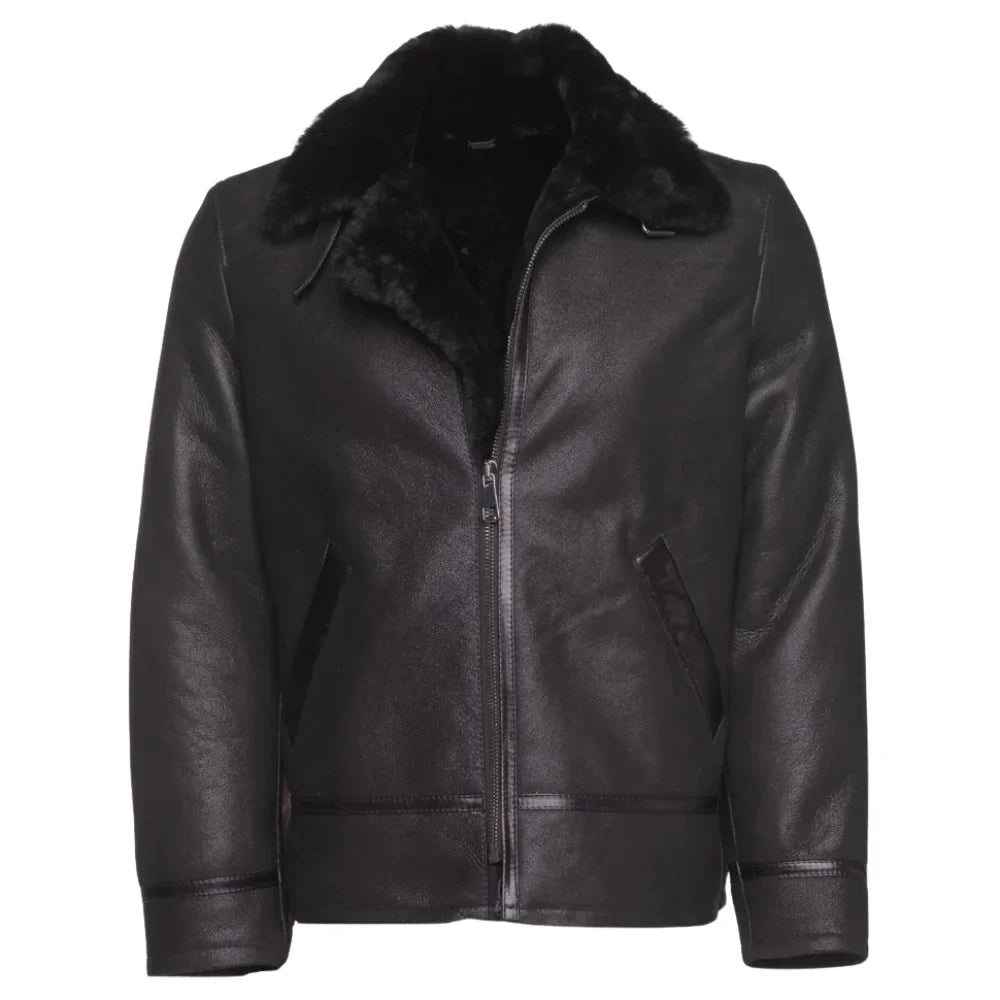Black B3 Bomber Aviator Shearling Jacket