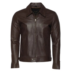 Brown leather jacket with collars